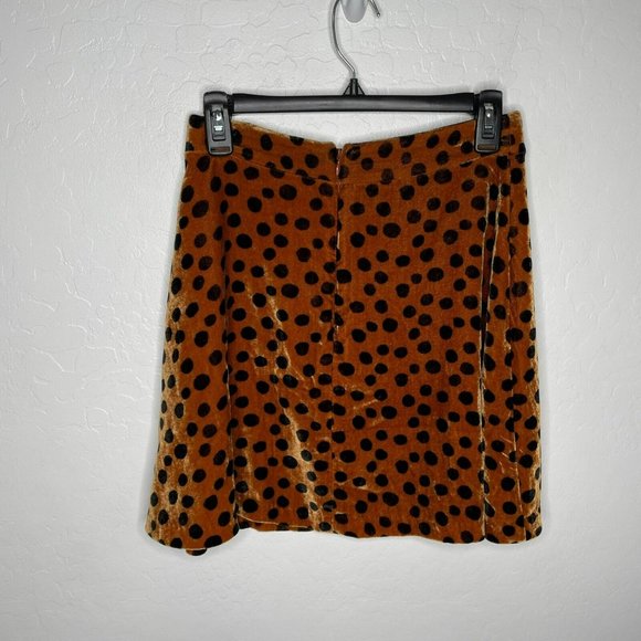 Madewell Orange Rust Leopard Dot Velvet Circle Mini Skirt - Picture 4 of 9